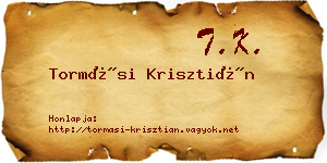 Tormási Krisztián névjegykártya